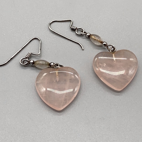 Vintage sterling silver earrings in pink rose quartz 2 inches in length 🌸 - Picture 4 of 4